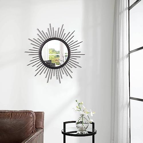 Boho Round Wall Mirror with Metal Frame 20 Black