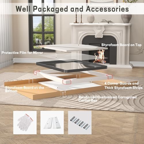 VANLIO 20x30 Inch Matte Black Framed Bathroom Mirror