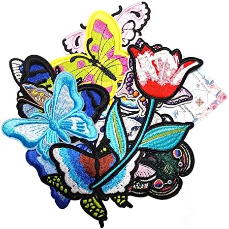 HinchJone 16 Pcs Embroidered Butterfly Applique Patches DIY Accessories for Clothes Bags Jeans