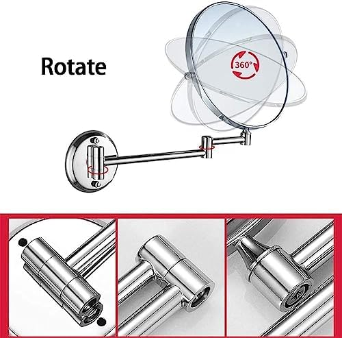 Beauty Wall Mounted Makeup Vanity Mirror with Magnification Rotate Punch Free Double Sided