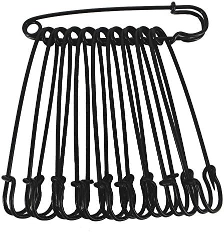 10pcs Black Safety Pins 4 Inch Heavy Duty Stainless Steel