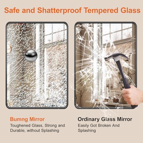 Bumng 40x30 Inch Black Metal Wall Mirror
