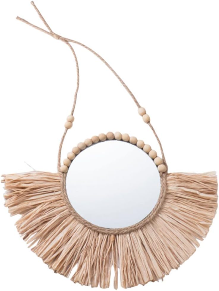 Beavorty Vintage Rattan Round Wall Mirror 1