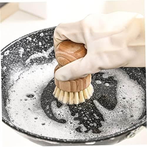 Yardenfun 2pcs Bamboo Handle Dish Scrubber
