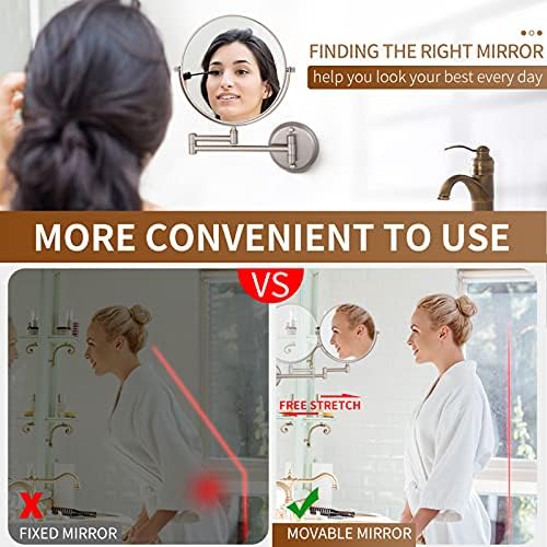 KEYQEEN Wall Mounted Double Sided Mirror 6 Inch 3X