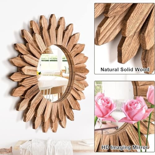 ILIEMOC Wood Frame Bohemian Wall Mirror
