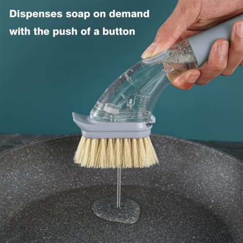 DAPOWER Dish Brush with Handle and Soap Dispenser 1