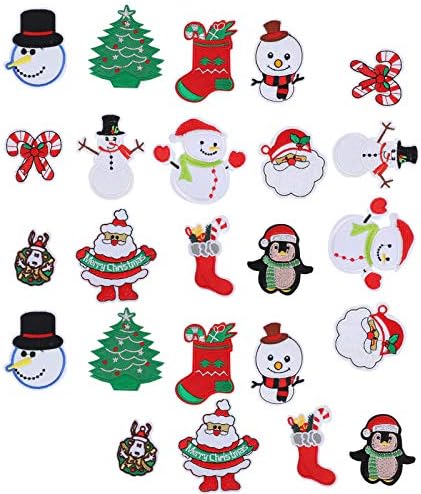 Garosa 24Pcs Christmas Embroidery Patches DIY Decor