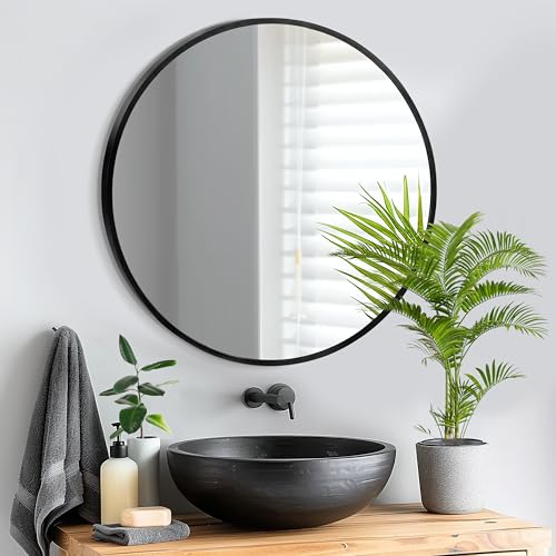 31 Round Mirror with Black Alloy Frame