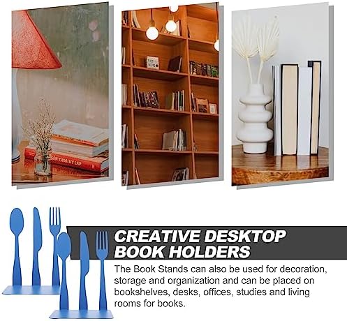 Cabilock 2pcs Metal Cookbook Bookends with Non-Slip Pads