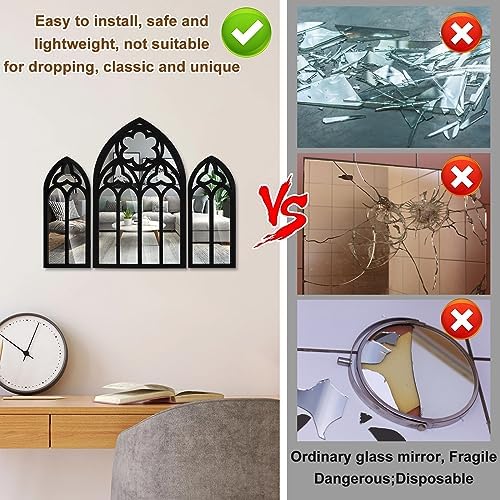 3Pcs Gothic Wall Mirror Set for Home Decor