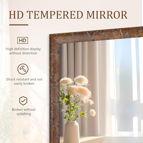 CULER Rustic Wood Wall Mirror 20x30 Inch