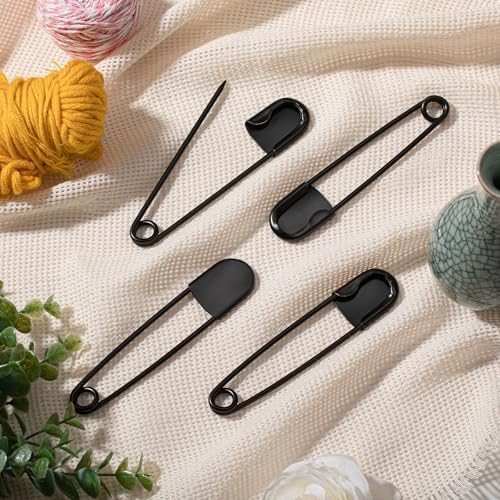 Juexica Jumbo Safety Pins 10 Pcs Heavy Duty Black