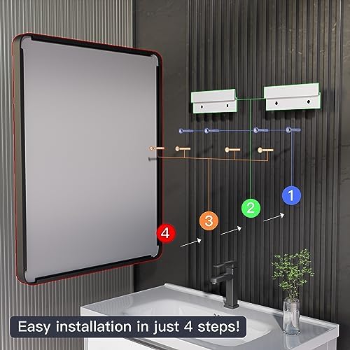 Yamazakura Matte Black Bathroom Mirror 20x30 Inch