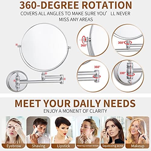 8 Double-Sided Magnifying Mirror with 360 Swivel Wall Mounted