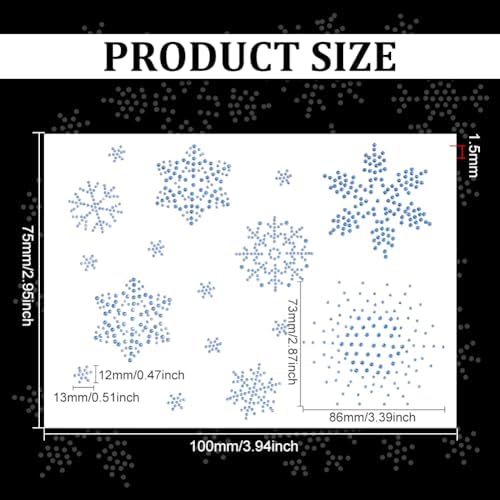 FINGERINSPIRE Snowflake Rhinestone Hotfix Transfers 16pcs