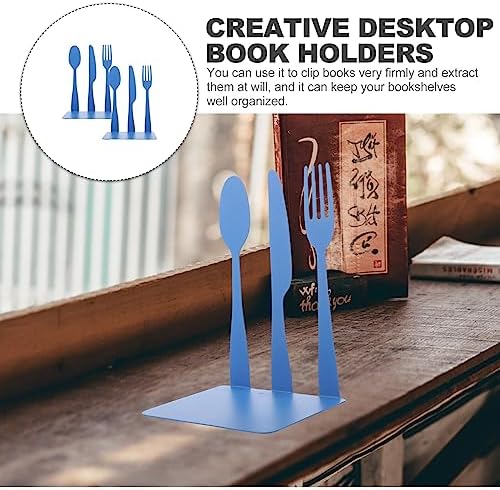 Cabilock 2pcs Metal Cookbook Bookends with Non-Slip Pads