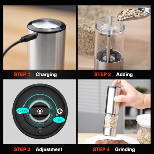SOENGLYUN Rechargeable Salt Pepper Grinder Set With LED Light