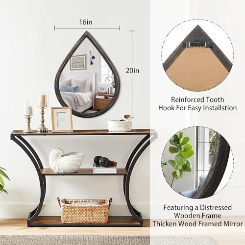 FEUFOAM Black Teardrop Wall Mirror 16x20 Inches