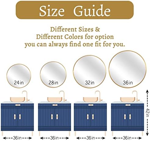 NeuType 24 Inch Round Wall Mirror with Aluminum Frame