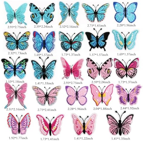 24 Pcs Embroidered Butterfly Patches for DIY Crafts and Clothes