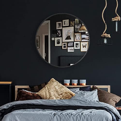 SHERBECK 32 Black Round Wall Mirror