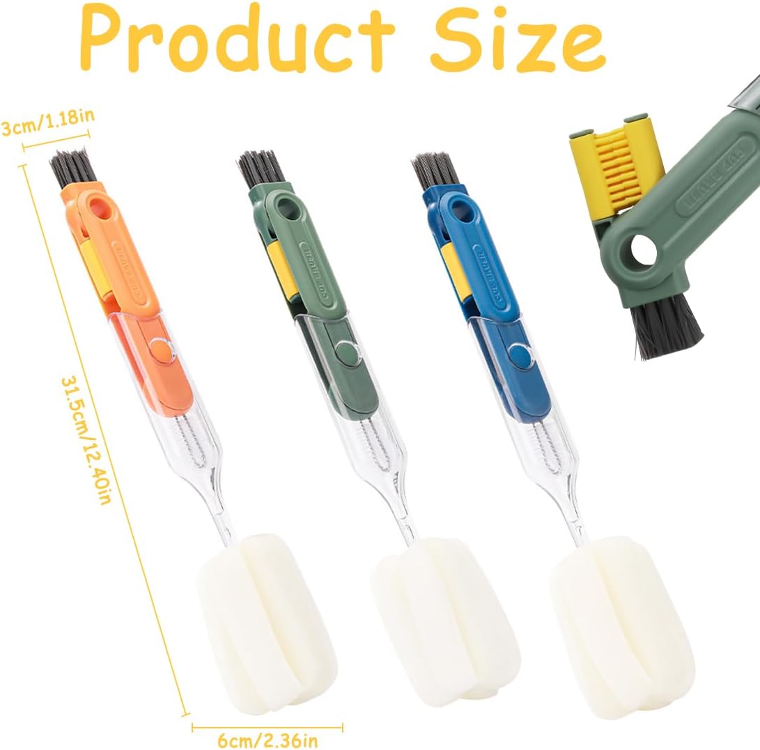 3 PCS 5 in 1 Multifunctional Cleaning Brush Set for Cups and Bottles