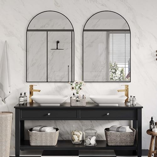 GAOMON 30x40 Modern Black Arched Wall Mirror