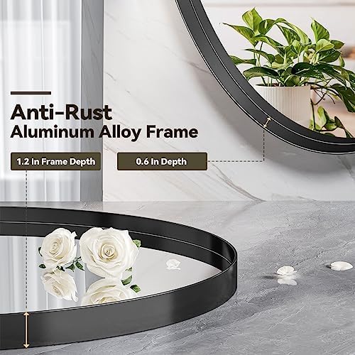 Brightify 24x48 Inch Oval Mirror Black Metal Frame