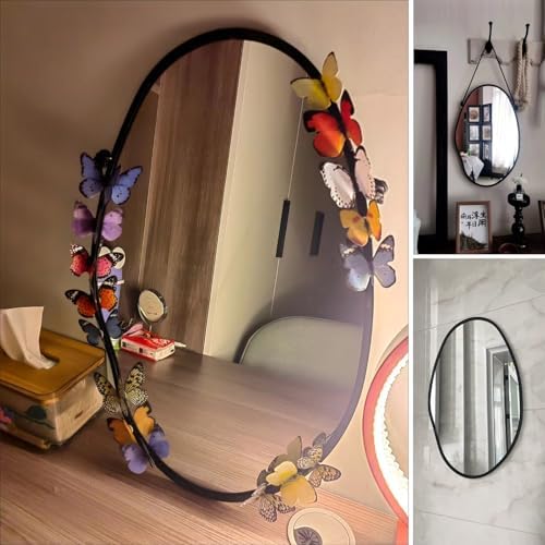 Irregular Vanity Mirror with Black Lanyard