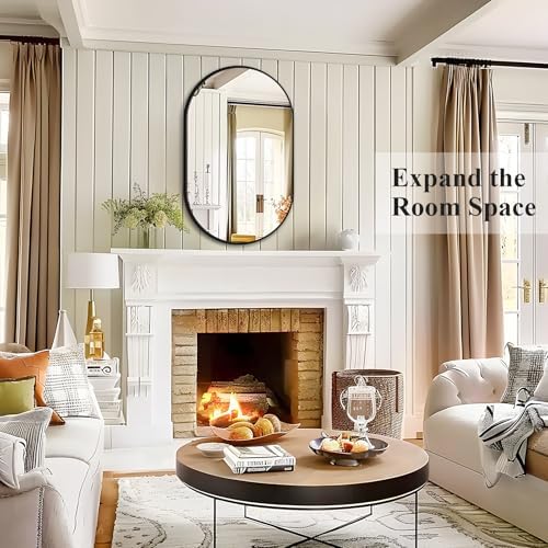 Fabuday Matte Black Oval Wall Mirror 20x33