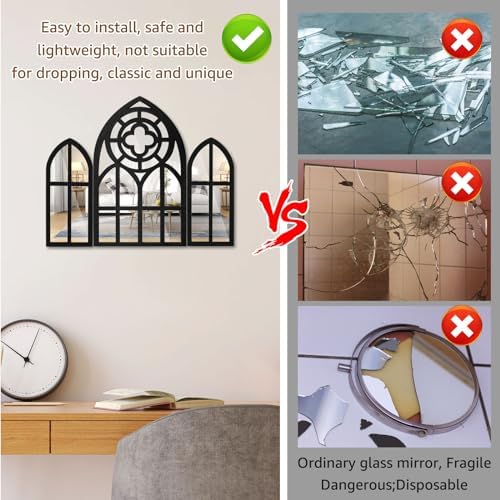 Gothic Wall Mirror Set with 1 Big Flower C-Shape Design
