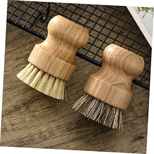 Yardenfun 2pcs Bamboo Handle Dish Scrubber