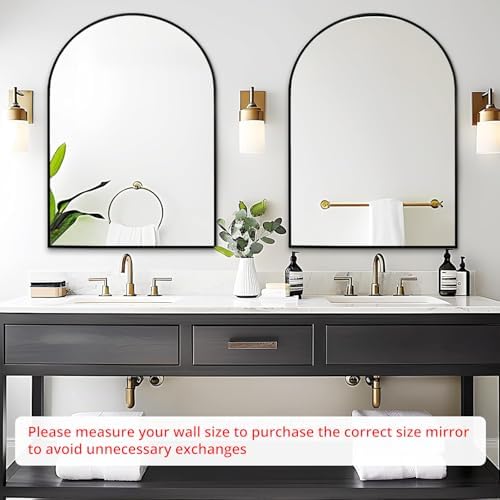 Fabuday Large Black Arched Wall Mirror 30x40