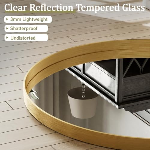VooBang 32 Inch Round Gold Mirror for Bathroom