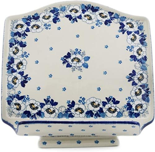 Polish Pottery 9-Inch Book Stand Blue Spring Theme