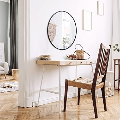 ZENY 24 Inch Round Wall Mirror with Black Frame 1