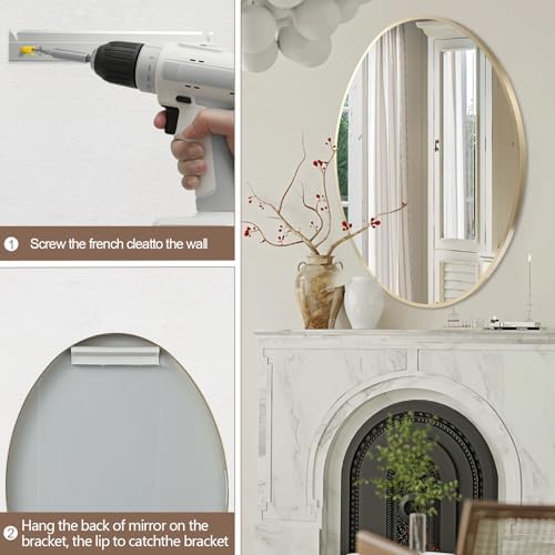 FARMER Gold Oval Mirror 22x30 Wall Decor