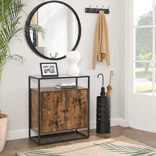 JJUUYOU 20 Inch Round Wall Mirror Black Modern Metal Frame