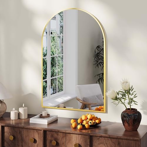 GarveeHome Arched Wall Mirror 20x30 Inch Gold Frame