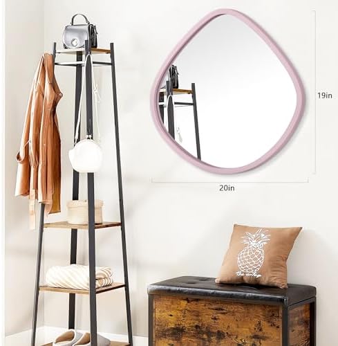 Wood Framed Bathroom Mirror 19X20 Inch Irregular Wall Decor