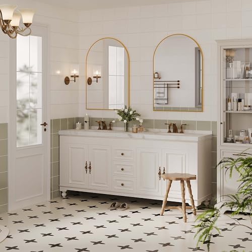 GarveeHome Arched Wall Mirror 20x30 Inch Gold Frame