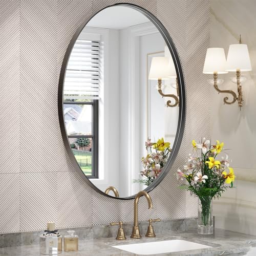 Brightify Black Oval 26x38 Inch Wall Mirror