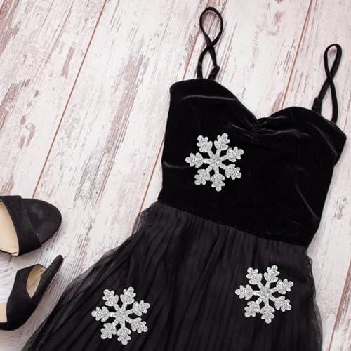 TEHAUX Snowflake Glitter Iron-on Patch Trim
