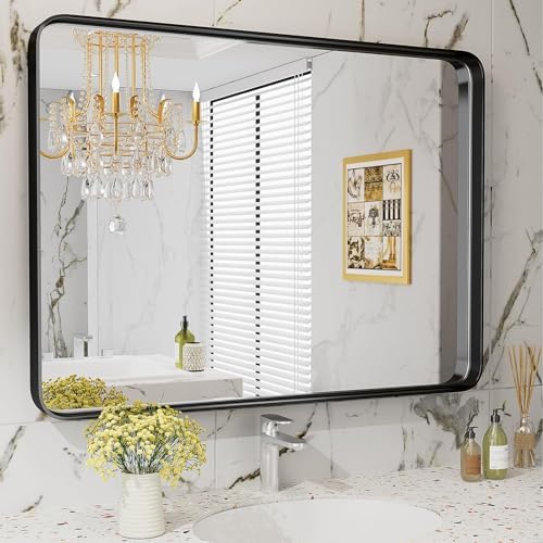 Wall-Mounted Bathroom Vanity Mirror 40x30 Matte Black