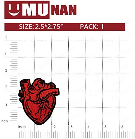 MUNAN Embroidered Heart Patch 2PC DIY Applique Emblem
