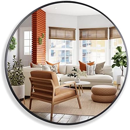 SUPER DEAL 24 Inch Round Mirror with Metal Frame