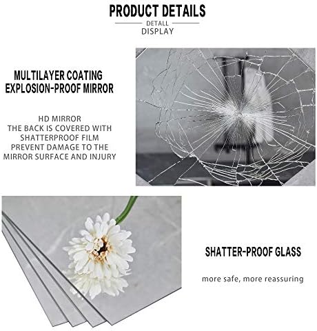 Genrics Frameless Full Length Mirror Tiles Set 12 Inch x 4 Pcs