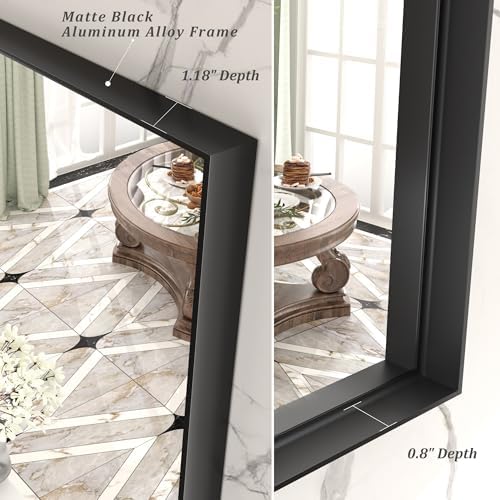 CHARMOR 22x30 Inch Matte Black Wall Mirror