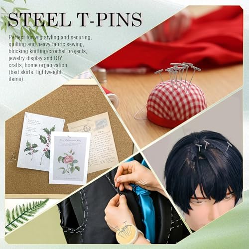 Quacc 50PCS Steel T Pins for Wigs and Crafts